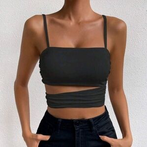 SHEIN Black Fitted Sleeveless Crop Top